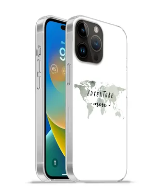 Produktbild von MuchoWow® Handyhülle Schutzhülle Hülle für Apple iPhone 14 Pro Max Weltkarte - Grau - Zitate Silikon Softcase Handy Hülle - Hardcover