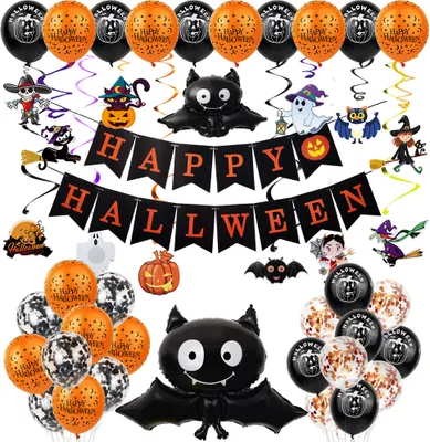 Obrázek produktu pro Balón z hliníkové fólie na Halloween, balónky na Halloween, dekorace na Halloween pro děti, girlanda z balónků na Halloween, sada dekorací na Halloween
