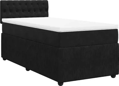 Produktbild von vidaXL Boxspringbett mit Matratze Schwarz 90x190 cm Samt