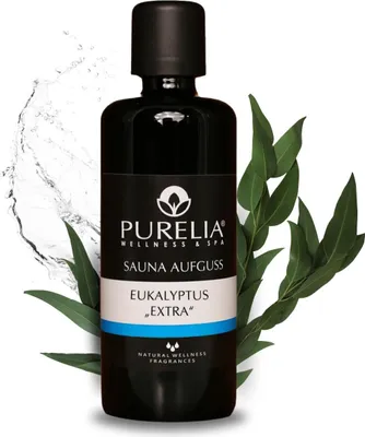 Produktbild von PURELIA Saunaaufguss Konzentrat Eukalyptus extra 100 ml natürlicher Sauna-aufguss - reine ätherische Öle