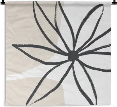 Produktbild von MuchoWow® Wandteppich Wandbehang Blumen - Minimalismus - Pastell 90x90 cm Tapisserie Dekoration Wandtuch - Wandaufhänger