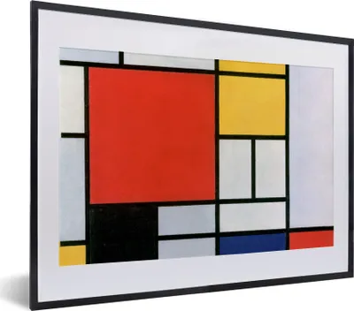 Produktbild von MuchoWow® Gerahmtes Poster Kunst - Mondrian - Alte Meister 40x30 cm - Poster mit Schwarzem Bilderrahmen Wandposter Rahmen Foto Bilder - Bilderrahmen - Poster im Rahmen
