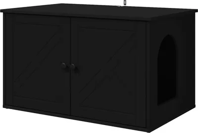 Image de Maison pour chat Noir 85 x 55 x 50,5 cm Bois d'ingénierie
