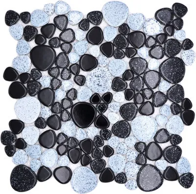 Produktbild von Keramikmosaik XKM 33 weiß/schwarz 30x30 cm