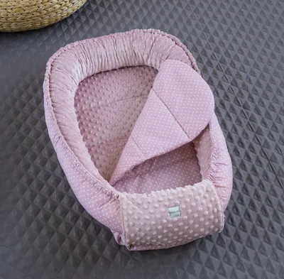 Produktbild von Mini PUNKTE Rosa/ MINKY ROSA Babynestchen Unterlage 2 Tlg SET Babynest Wicleklunterlage Reisebett Babydecke Babyausstattung 4 Jarhreszeiten Geschenk
