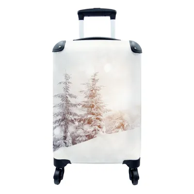 Produktbild von MuchoWow® Koffer Handgepäck Trolley Rollkoffer Kleine Reisekoffer mit 4 Rollen - Baum - Schnee - Winter - Cabin Size < 55x40x23 cm & 55x40x20 cm - Fotokoffer - Kabinenkoffer - Boardgepäck - Reise-Box - Reisekoffer - Reisegepäck - Koffer mit Bild - Trolley für Kinder