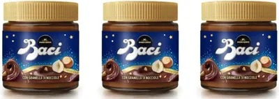 Produktbild von 3x Perugina Baci Crema Spalmabile Streichcreme mit Haselnüssen und Kakao 200g streichfähige Schokolade Creme Brotaufstrich mit gehackten Haselnüssen Schokoladenaufstrich