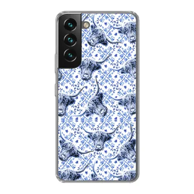 Produktbild von MuchoWow® Handyhülle Schutzhülle Hülle für Samsung Galaxy S22 Delfter Blau - Tiere - Schottischer Highlander Silikon Softcase Handy Hülle - Mobiltelefonhülle