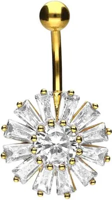 Produktbild von Bauchnabelpiercing Chirurgenstahl Bananabell mit Brass-Design KRISTALLBLUME
