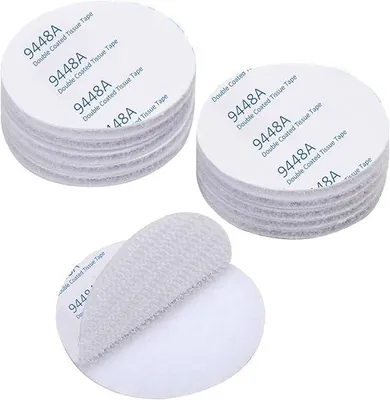 Klett-Klebepads, rund, 5 cm, weiß, 10 Stück, extra stark