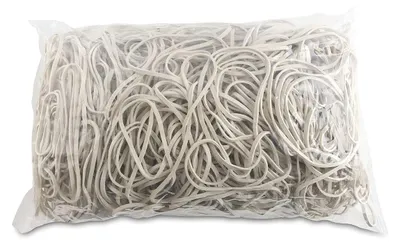 Immagine prodotto di ARTICOLI DA UFFICIO: Elastici. Diametro: 80 mm. Colore: Bianco. Peso: 1000 g - 1 kg