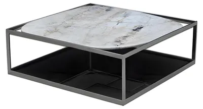 Obrázok produktu pre Sivý kovový konferenčný stolík moderný elegantný