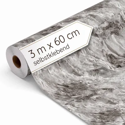 Produktbild von Dalsys Wandverkleidung selbstklebend 60x300cm Marmoroptik Grau - PVC Wandpaneele auf Rolle, flexible Wandverkleidung Badezimmer wasserfest, 2,3mm Materialstärke, Spritzschutz Küchenrückwand