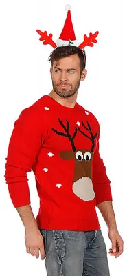 Produktbild von Weihnachtspulli rot mit Rentier L