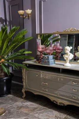 Produktbild von Sideboard mit Spiegel Wohnzimmer Design Neu Luxus Möbel Konsole Sideboard Holz