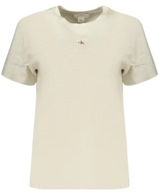 Image de T-shirt tendance à manches courtes pour femme, gris, avec encolure ronde et logo