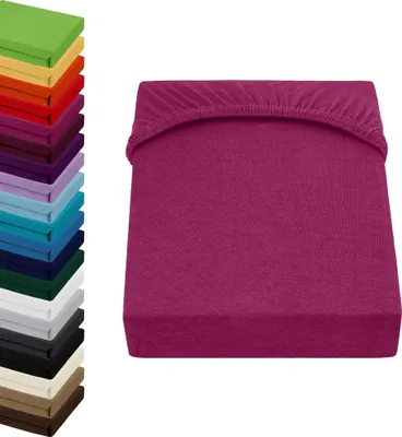 Produktbild von JERSEY Spannbettlaken 90x200-100x200cm Spannbetttuch 100% Baumwolle, Farbe: Pink