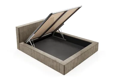 Produktbild von GUTTO Polsterbett FILO Beige 200x200 aus Kordstoff mit Metall-Lattenrost Modernes Design in trendigen Farben, mit Stauraum