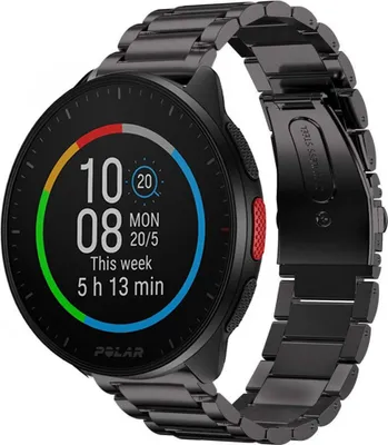 Produktbild von Strap-it Titanarmband - Kompatibel mit Polar Pacer Armband Ersatzarmband Titanium Armband mit faltschließe Sportuhr zubehör für Armband Schwarz