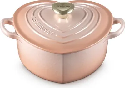 Image de LeCreuset Cocotte cœur avec bouton cœur 20 cm | Pêche : Pêche Couleur : Pêche