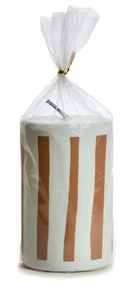 Productafbeelding van Rustieke buitenkaars "Lys" – Strepen – Siena – Ø 9,6 × H 15 cm – 1 stuk