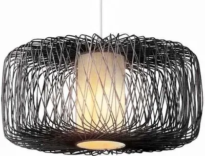 Obrázok produktu pre Jemné Asianliving Bambusové závesné svietidlo Závesné svietidlo čierne Ručná výroba - Noah D50xH30cm Závesné svietidlo Osvetlenie Bambusové tienidlo Tkané svietidlo Osvetlenie Rotan