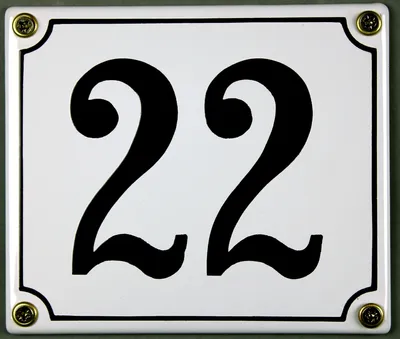 Produktbild von Hausnummernschild 22 weiß 12x14 cm  Schild Emaille Hausnummer Haus Nummer Zahl Ziffe