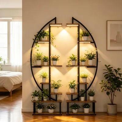 Produktbild von FATIVO Blumenregal Metall 165cm Hoch mit Wachstumslicht, Pflanzenständer 2er Set, 100x26x165 cm