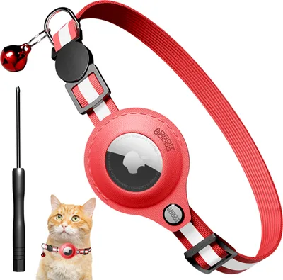 AdroitGoods Airtag Obojok pre mačky/psy - červený - Gps Tracker Pet - vhodný pre Apple AirTag