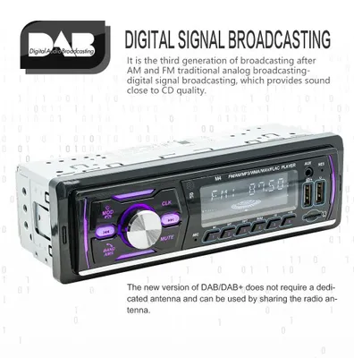 Obrázok produktu pre Autorádio Single DIN s digitálnym rádiom DAB+, RDS, AM, FM, Bluetooth, handsfree funkciou, USB portom, AUX vstupom, čítačkou SD kariet, výkonom 4x60 Watt, rozmermi pre inštaláciu 1 DIN, s diaľkovým ovládaním a 7-farebným podsvietením