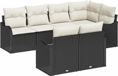 Immagine prodotto di Set divano da giardino vidaXL in polyrattan nero