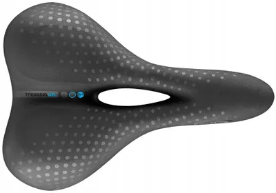 Image de Selle de vélo San Marco Trekking Gel Open Large 30-60° noire avec remplissage de gel