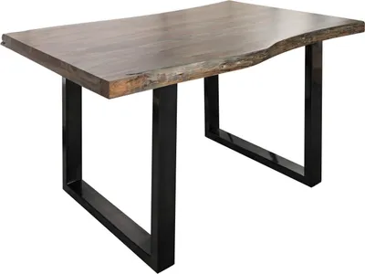 Image de MASSIVMOEBEL24 | Table à manger 140x90 Acacia laqué Gris taupe / Anthracite laqué FREEFORM 5