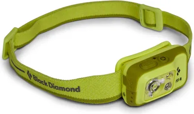 Stirnlampe "Spot 400-R" von Black Diamond in leuchtendem Gelb mit verstellbarem Kopfband.