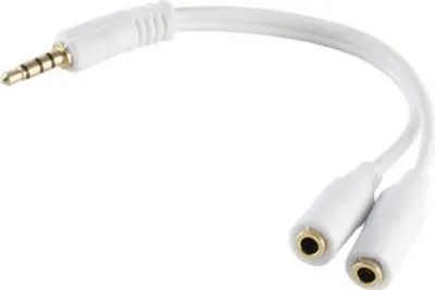 Produktbild von 4-pol 3,5mm Stecker/2x4-pol 3,5mm Buchse weiß 0,2m