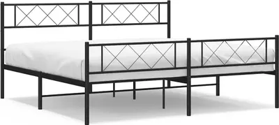 Produktbild von vidaXL Bettgestell mit Kopf- und Fußteil Metall Schwarz 183x213 cm