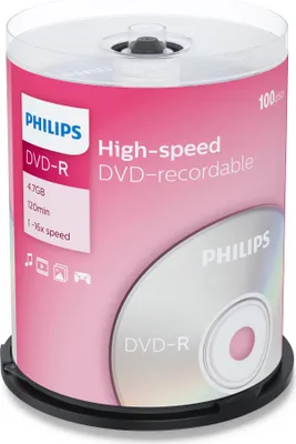 Immagine prodotto di Philips DM4S6B00F - 100 x DVD-R - 4.7 GB (120 Min.) 16x - Spindel