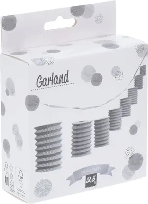 Obrázok produktu pre Lampiónová girlanda strieborná kartónová dekorácia 3,5 metra párty hračka