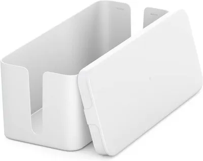 Produktbild von Famanu Kabelmanagement Box Kabelorganisator - Weiß, 32,7 cm x 13,5 cm x 12,5 cm