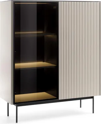 Produktbild von BETTSO Zweitürige Vitrine RITA mit eleganter LED-Beleuchtung und Glasfront Cashmere
