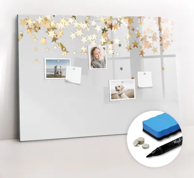 Produktbild von Magnetpinnwand Memoboard - Zubehörsatz - Schwarzer Marker + Schwamm + Magnete - 100 x 70 cm - Sterne