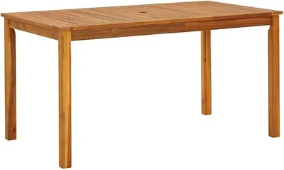 Produktbild von Gartentisch Balkontisch mit Schirmloch Outdoor-Esstisch für Balkon Terrasse Garten Massivholz Akazie 140 x 80 x 74 cm