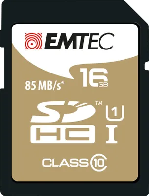 Image de Emtec ECMSD16GHC10GP SD Card 16GB Emtec    SDHC (CLASS10) Gold + Kartenblister