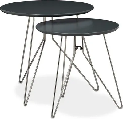 Produktbild von Famanu Beistelltisch-Set aus Holz, schwarz, 64 x 64 x 44 cm