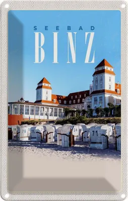 Immagine prodotto di vianmo Insegna di latta 18x12 cm Seebad Binz Strandkörbe Strand