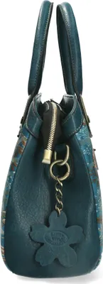 Produktbild von Laura Vita Damen Henkeltasche mit Blumenmuster und Umhängeriemen Aramis 05, Farbe:Blau