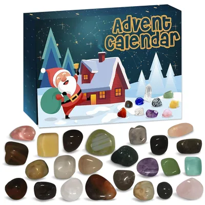 Zdjęcie produktu dla Kalendarz Adwentowy Kryształy dla Dzieci 24 Dni Kalendarz Adwentowy Crystals Boże Narodzenie Kamienie Szlachetne Dorośli Kalendarz Świąteczny