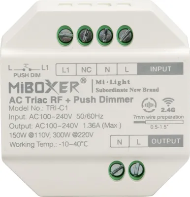 Produktbild von MiBoxer TRI-C1 AC Triac RF+Push Dimmer