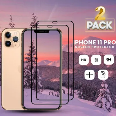 Obrázok produktu pre 2-balenie IPhone 11 Pro Ochranné sklo na displej - Tvrdené sklo 9H - Super kvalita 3D
