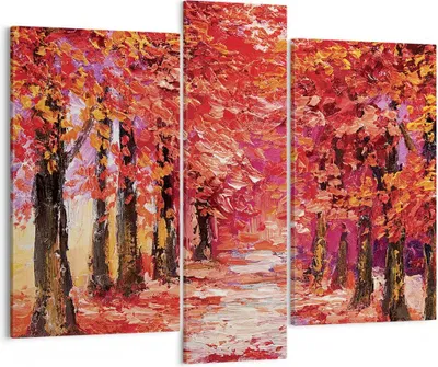 Produktbild von Bild auf Leinwand - Leinwandbild - 3 Teile - Herbst Park Allee - 95x80cm - Wand Bild - Wanddeko - Wandbilder - Leinwanddruck - Bilder - Wanddekoration - Leinwand bilder - Wandbild - CB95x80-4292